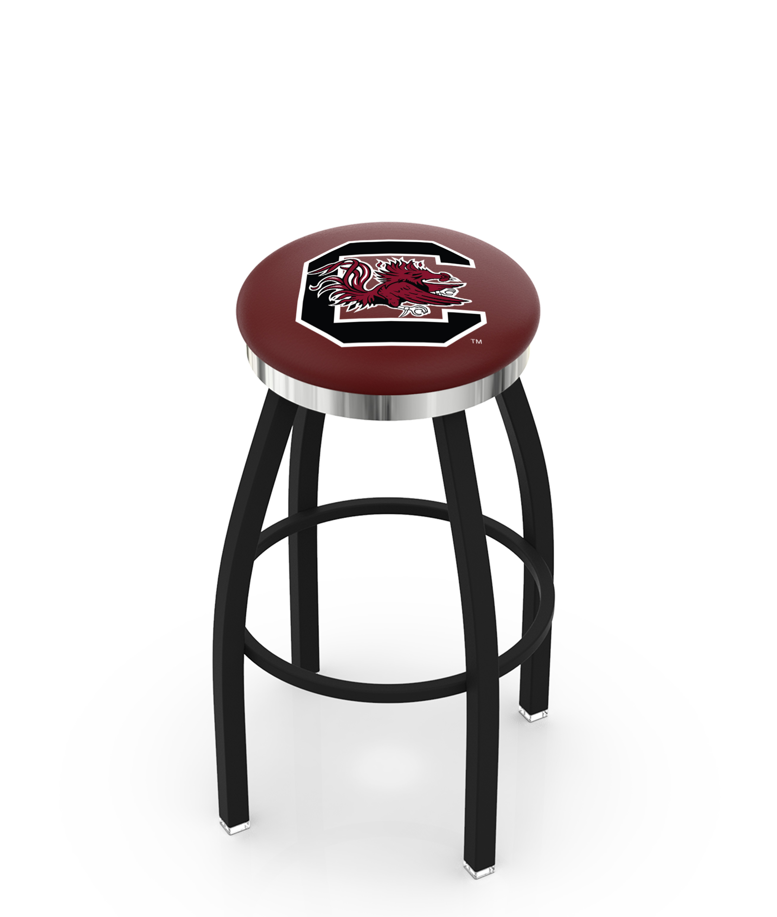  L8B2C South Carolina 36" Swivel Bar Stool with a Black Wrinkle and Chrome Finish  