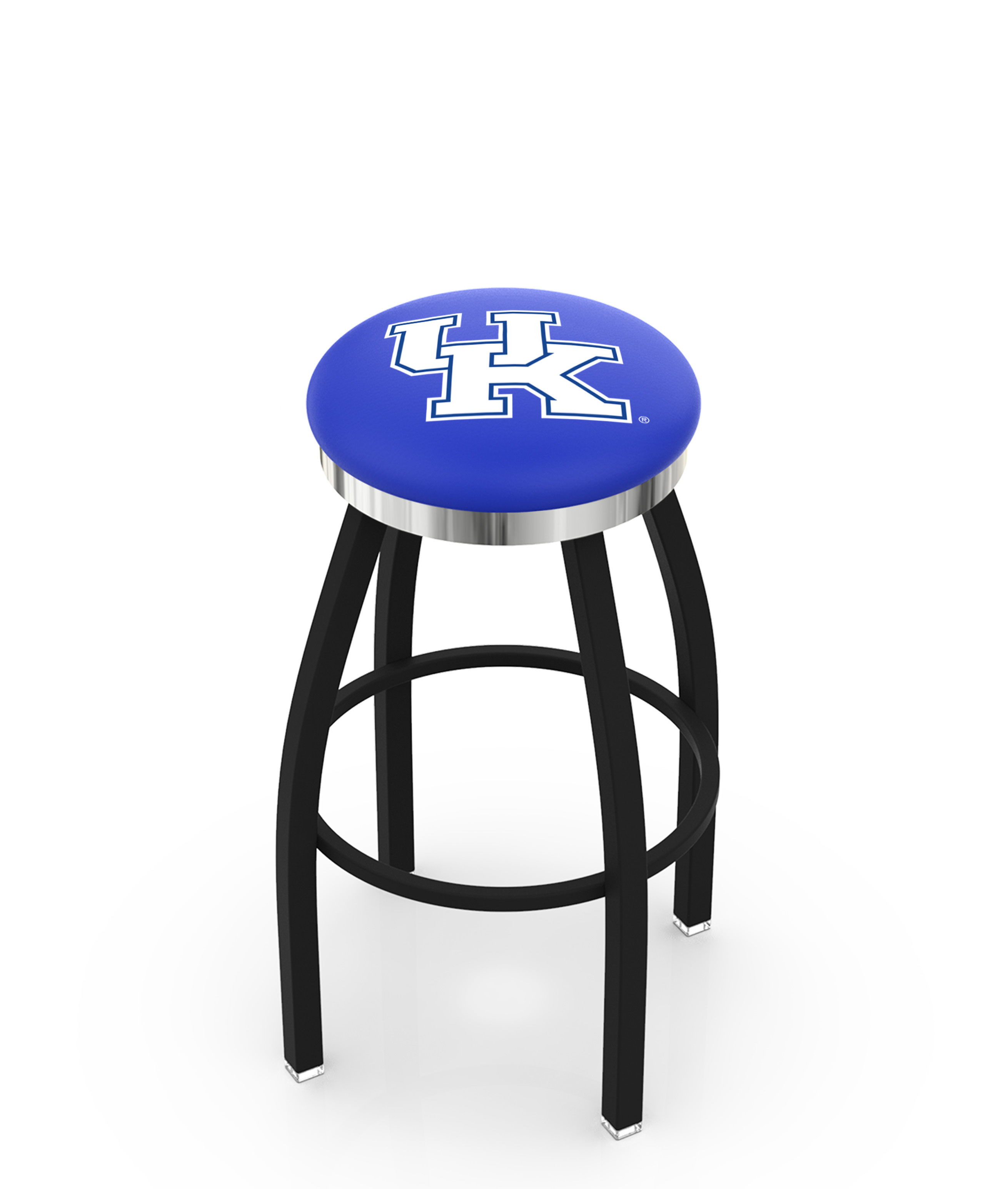  L8B2C Kentucky "UK" 30" Swivel Bar Stool with a Black Wrinkle and Chrome Finish  