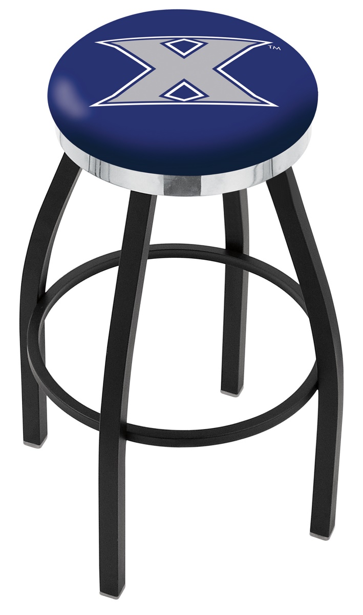  L8B2C Xavier 36" Swivel Bar Stool with a Black Wrinkle and Chrome Finish  