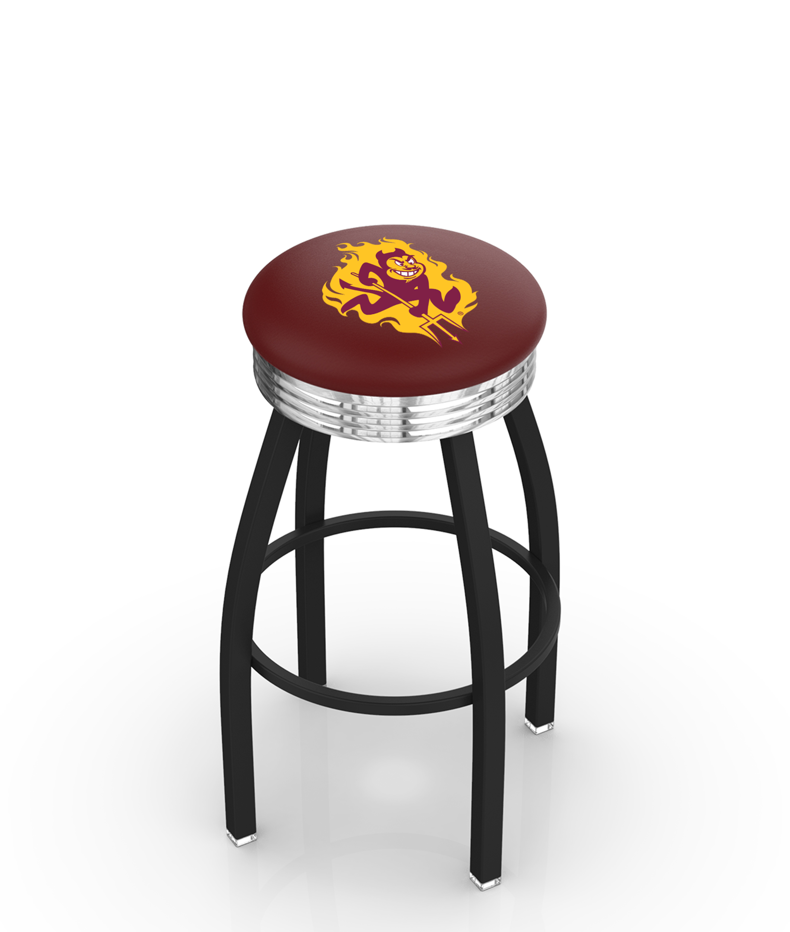  L8B3C Arizona State (Sparky) 30" Swivel Bar Stool with a Black Wrinkle and Chrome Finish  