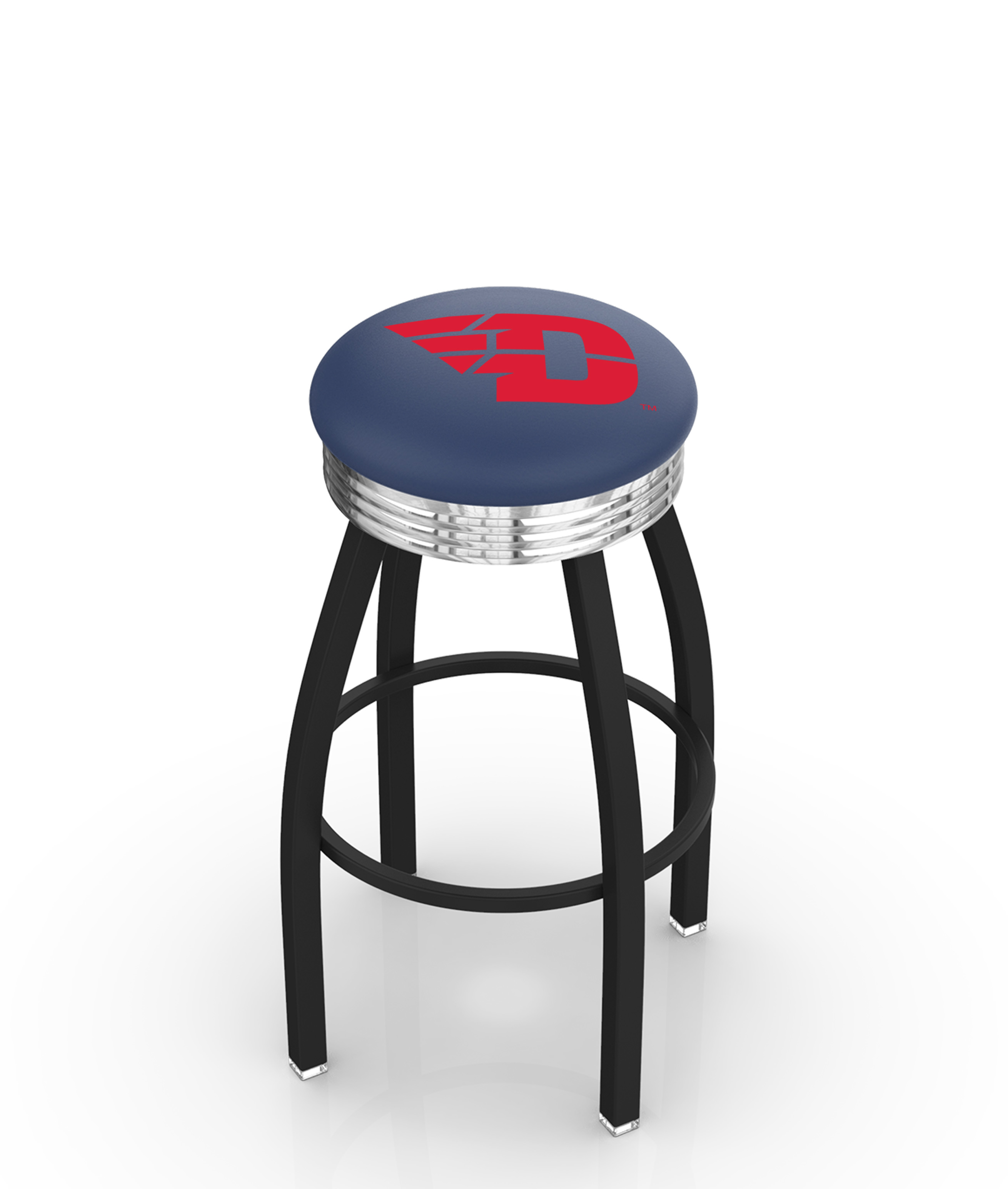  L8B3C University of Dayton 30" Swivel Bar Stool with a Black Wrinkle and Chrome Finish  
