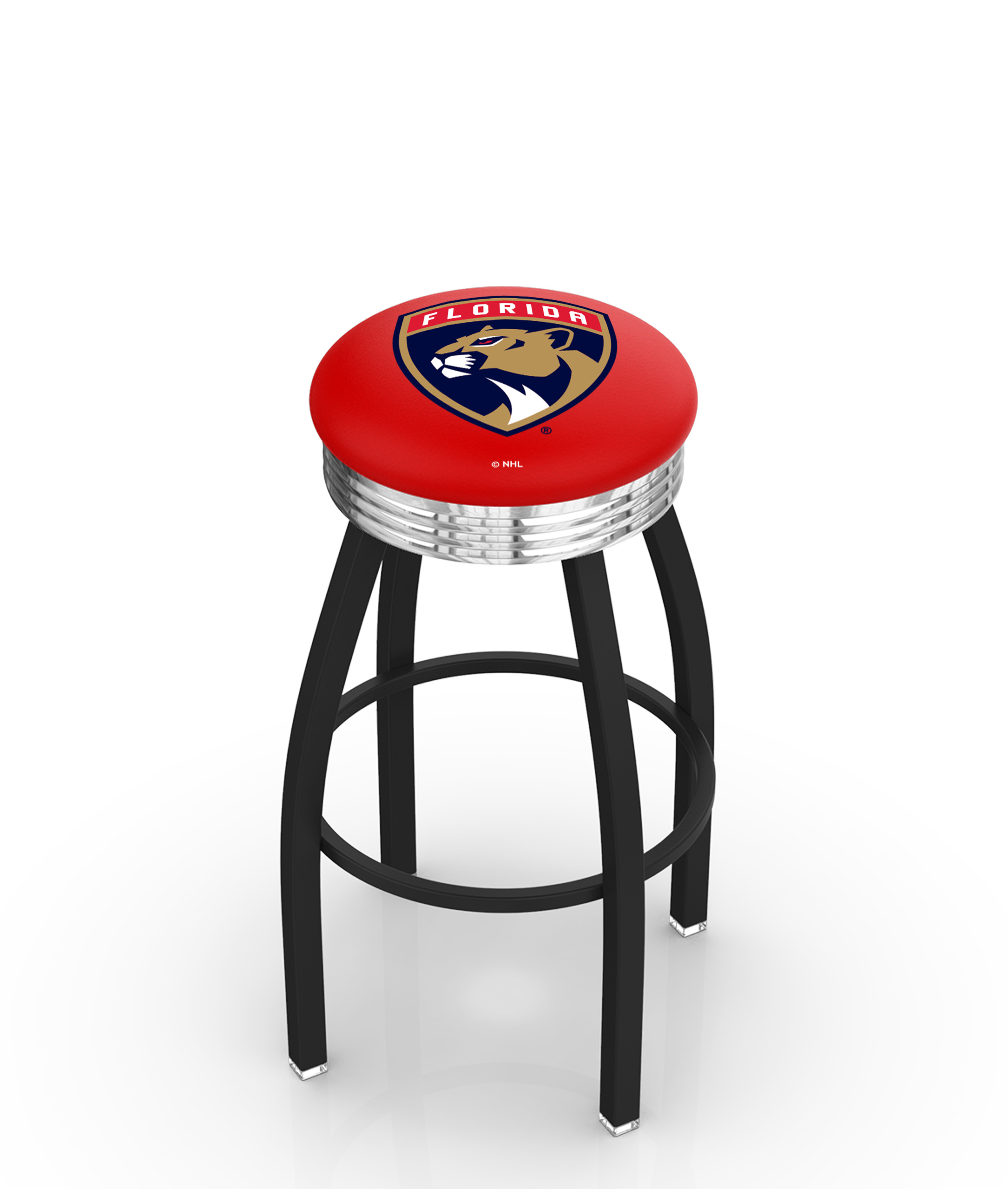  L8B3C Florida Panthers 30" Swivel Bar Stool with a Black Wrinkle and Chrome Finish  