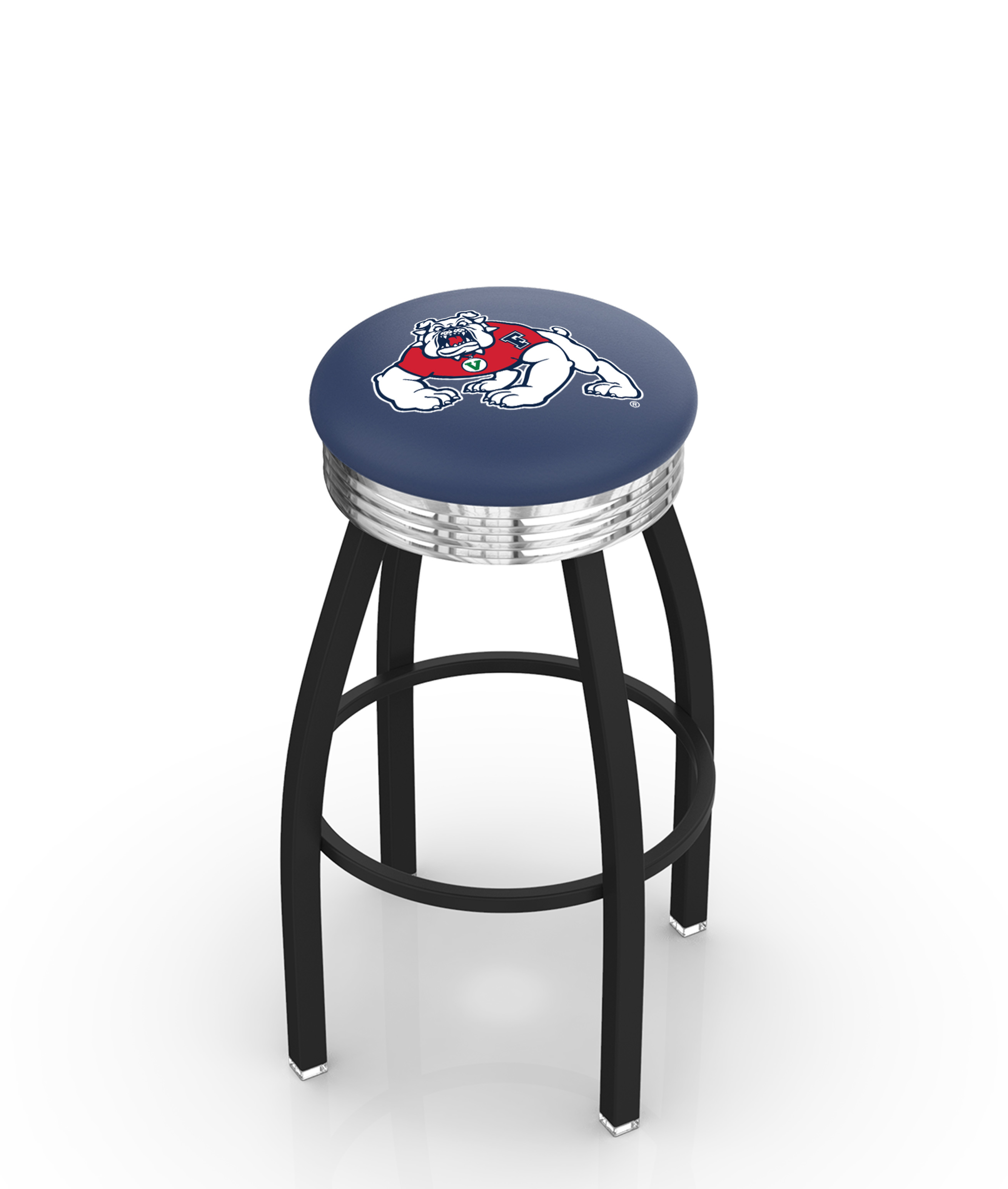  L8B3C Fresno State 30" Swivel Bar Stool with a Black Wrinkle and Chrome Finish  