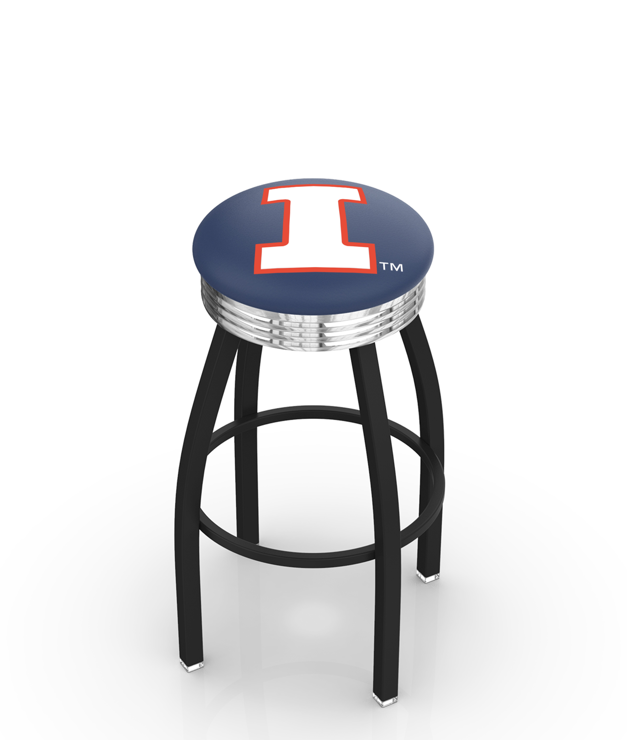  L8B3C Illinois 30" Swivel Bar Stool with a Black Wrinkle and Chrome Finish  