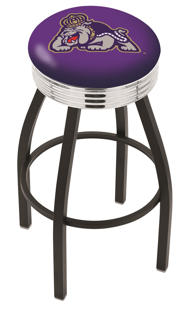  L8B3C James Madison 30" Swivel Bar Stool with a Black Wrinkle and Chrome Finish  
