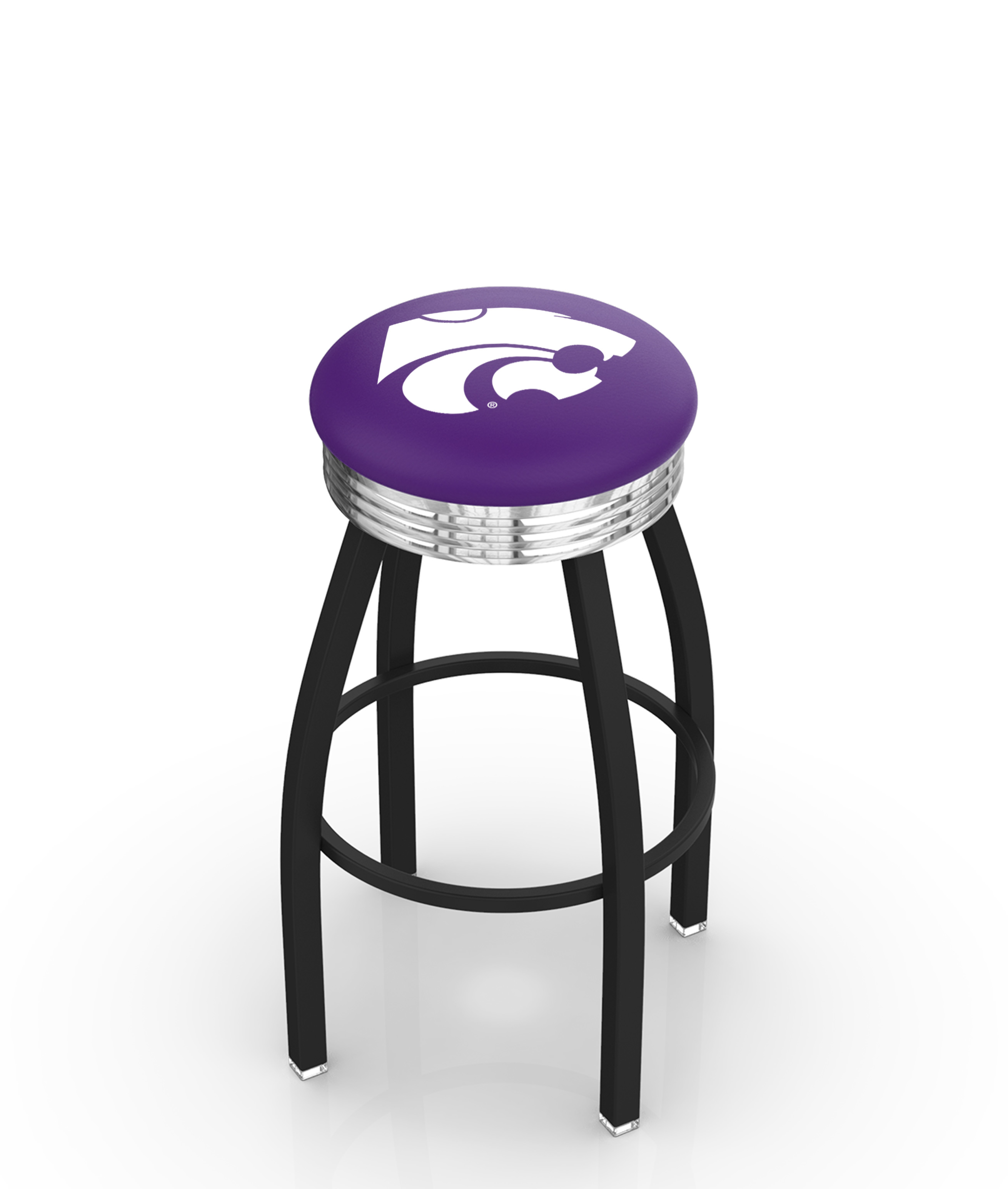  L8B3C Kansas State 30" Swivel Bar Stool with a Black Wrinkle and Chrome Finish  