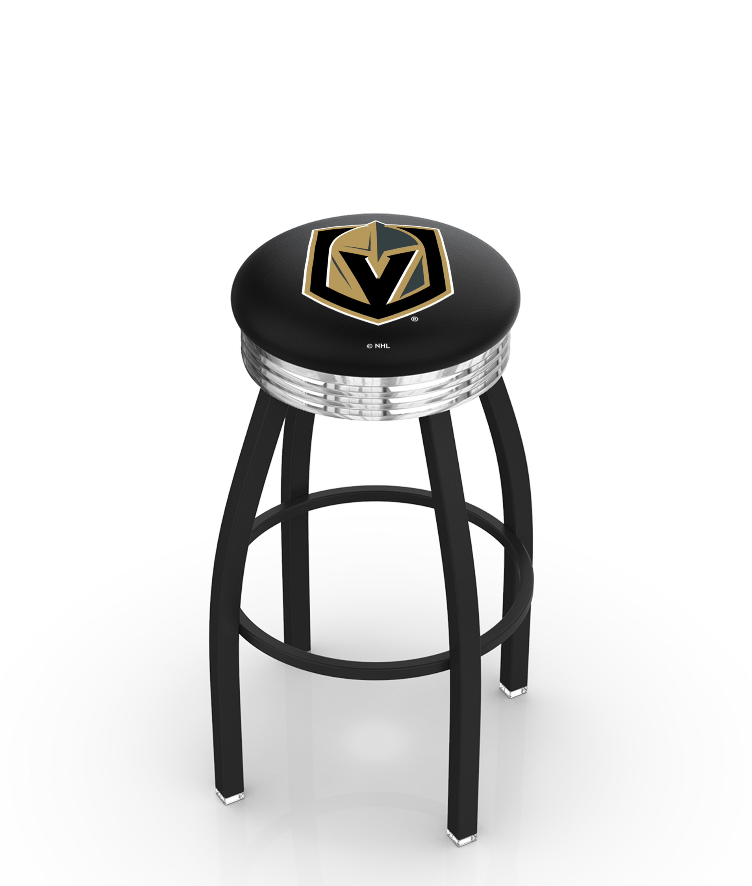 L8B3C Vegas Golden Knights 30" Swivel Bar Stool with a Black Wrinkle and Chrome Finish  