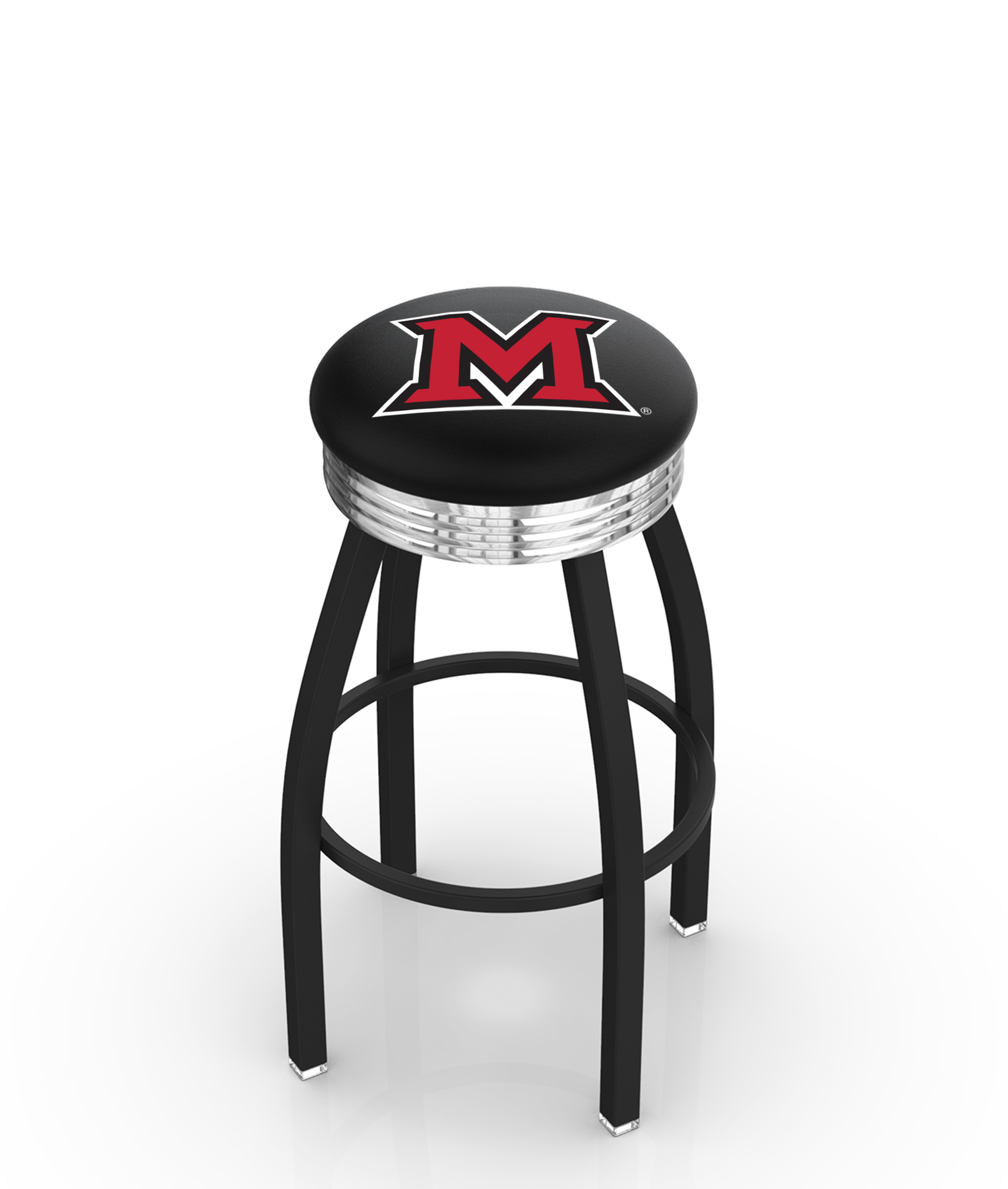  L8B3C Miami (OH) 30" Swivel Bar Stool with a Black Wrinkle and Chrome Finish  