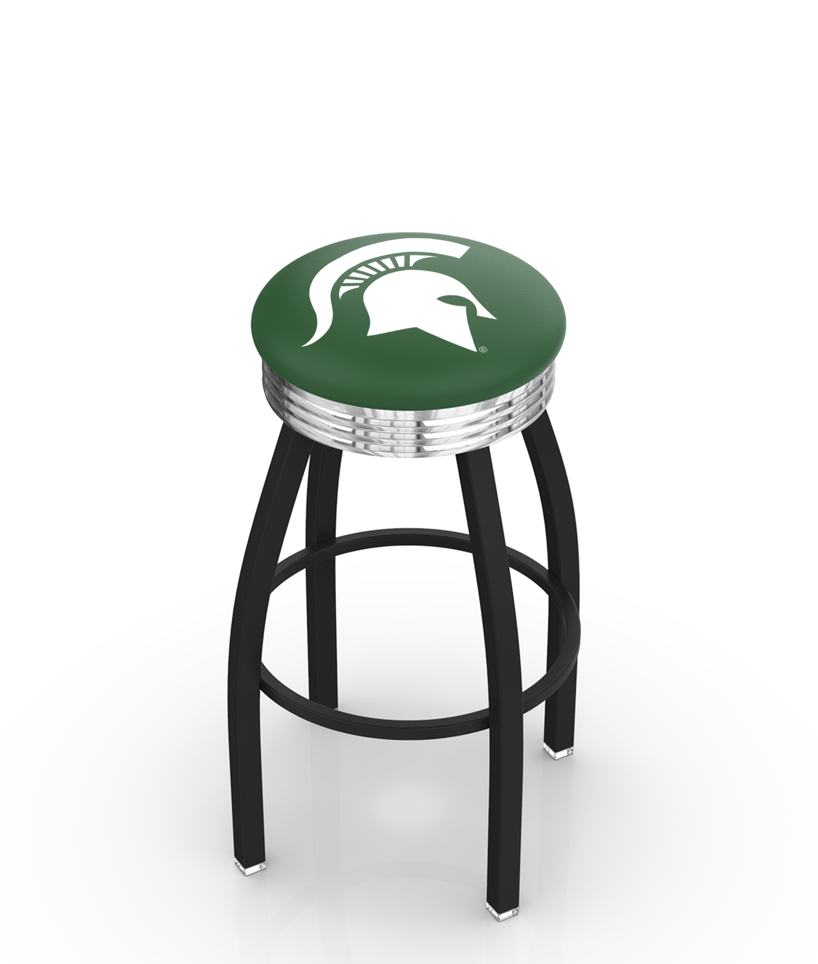  L8B3C Michigan State 30" Swivel Bar Stool with a Black Wrinkle and Chrome Finish  