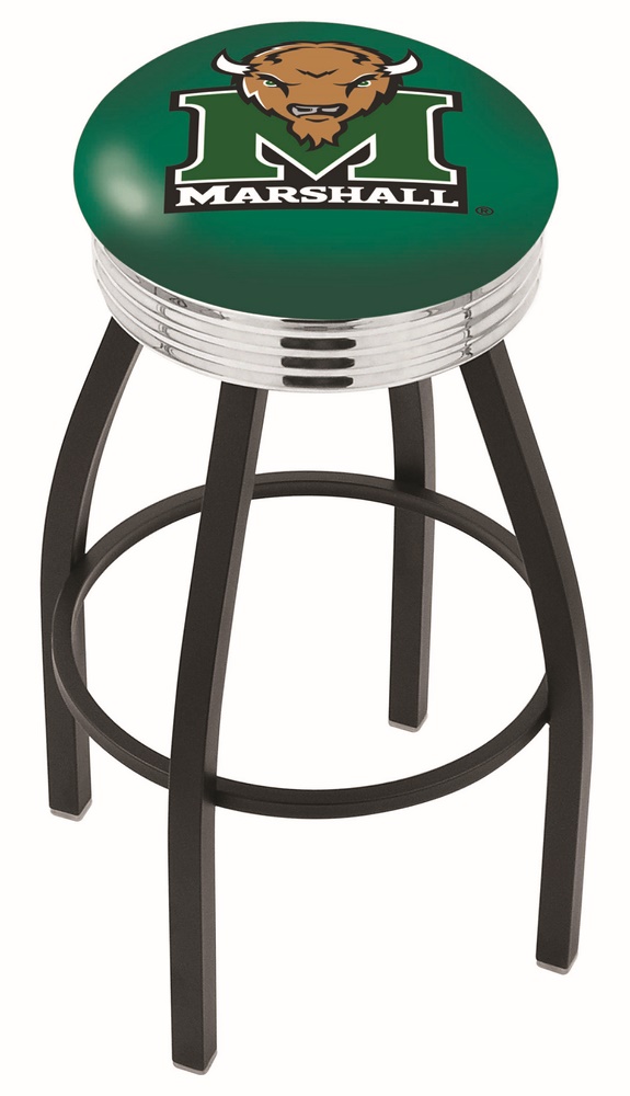 L8B3C Marshall 30" Swivel Bar Stool with a Black Wrinkle and Chrome Finish  