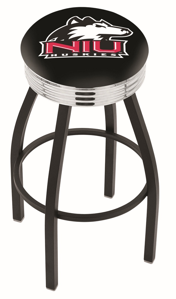  L8B3C Northern Illinois 30" Swivel Bar Stool with a Black Wrinkle and Chrome Finish  