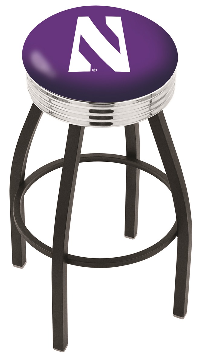  L8B3C Northwestern 30" Swivel Bar Stool with a Black Wrinkle and Chrome Finish  