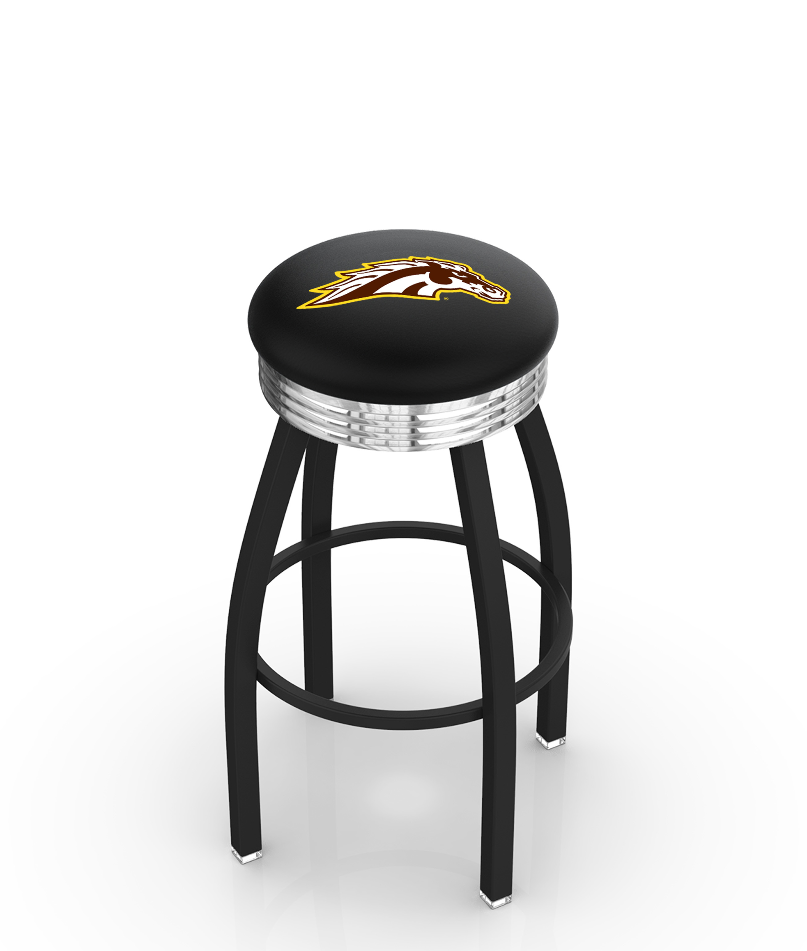  L8B3C Western Michigan 30" Swivel Bar Stool with a Black Wrinkle and Chrome Finish  