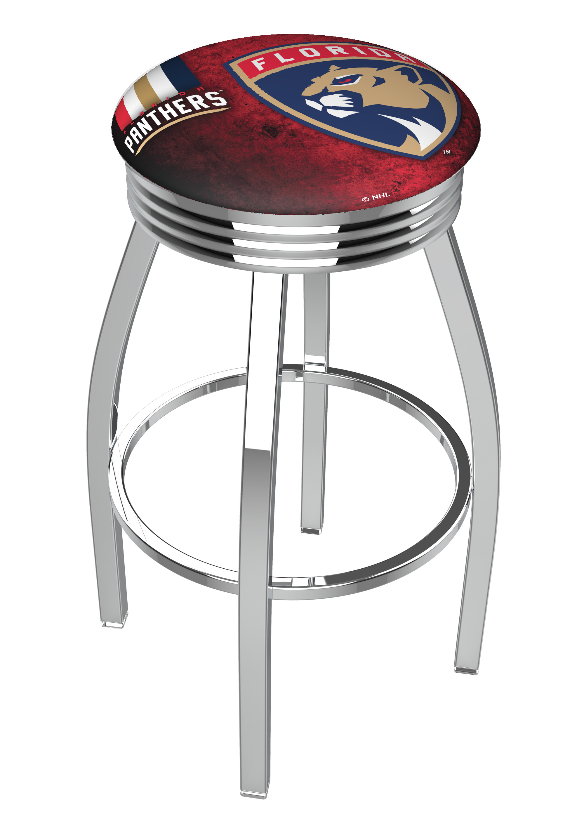 L8C3C Florida Panthers 25" Swivel Counter Stool with Chrome Finish  