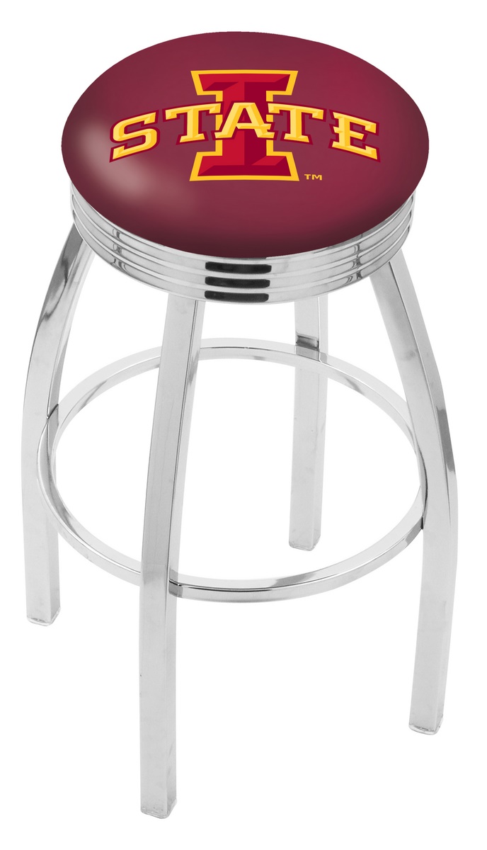  L8C3C Iowa State 30" Swivel Bar Stool with Chrome Finish  