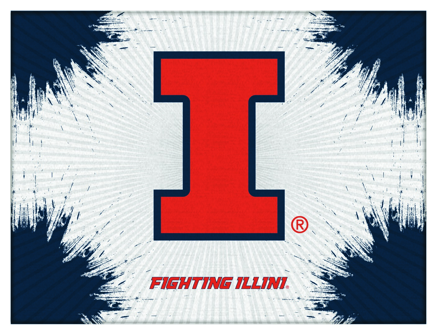 Illinois Canvas Art w/ Fighting Illini Logo Print